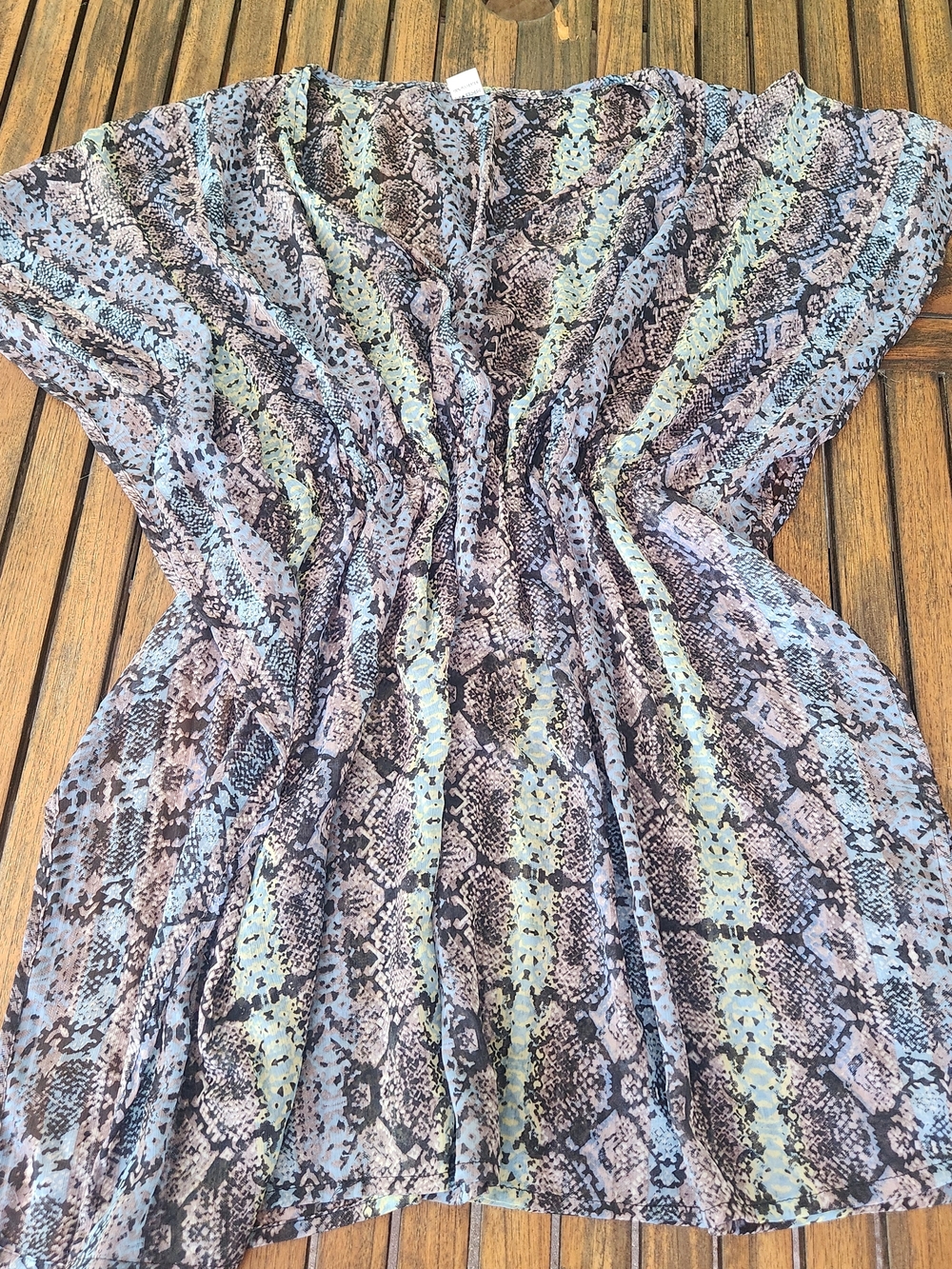 Women's Sheer Multicolor Snakeskin Beach Cover Up One Size Fits Most Beach Boho